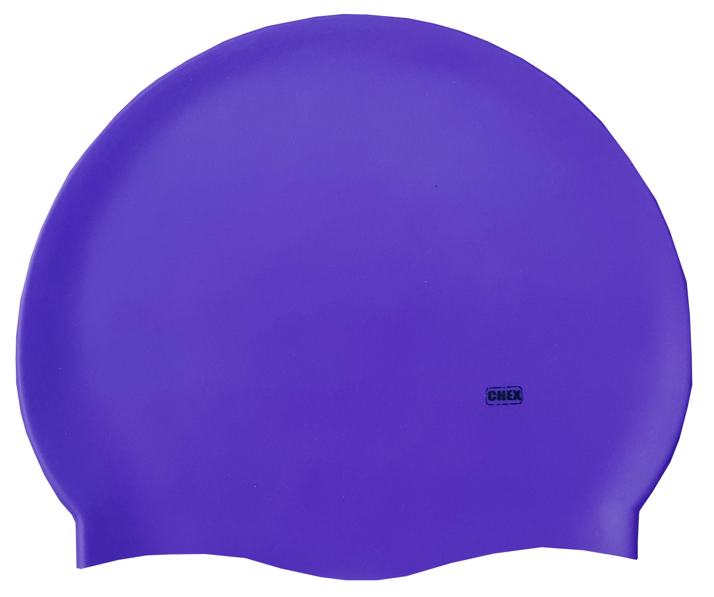 CHEX Branded Stretchy Silicone Unisex Women Men One Piece Swimming Hat Swim Cap Plain Fluo Dark Pastel Colours One Size Adults 8+ Years Easy Pull On Swim Hat (Purple)