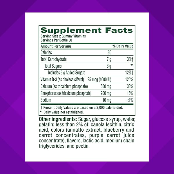 VITAFUSION CHEWABLE CALCIUM GUMMY VITAMINS FOR BONE AND TEETH SUPPORT, CALCIUM GUMMIES, FRUIT AND CREAM FLAVOR, 100 COUNT, 50 DAY SUPPLY