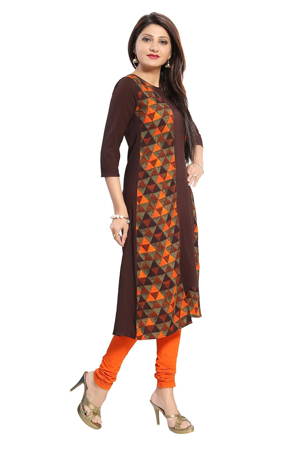 alc creations women's faux crepe a-line kurti