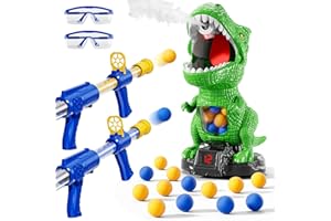 NIPLOOOW Dinosaur Shooting Toys for Kids 3-5 Years, Movable Target Shooting Games with 2 Air Pump Launcher, Interactive Competition Game Gift for Boys and Girls Ages 3 4 5 6 7 8 Years Old