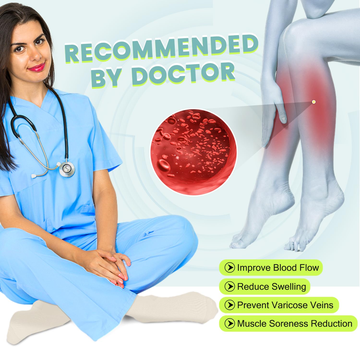 Iseasoo Copper Compression Socks (15-20 mmHg) for Men & Women - Running, Hiking, Cycling, Travel - Improves Circulation