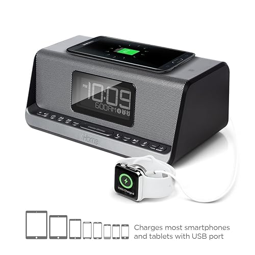 Usb Charging Ihome Bluetooth Stereo Dual Alarm Clock With