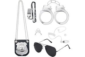 ERDOGLY 6PCS Police Pretend Play Toys Set, Kids Cop Costume Police Officer Costume for Boys Girls with FBI Badge, Toy Handcuffs, Secret Spy Earpiece, Detective Role Play Halloween Dress up Accessories