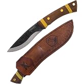Condor Tool &amp; Knife Large Huron Bushcraft Knife - 1095 High-Carbon Steel Blade - Full-Tang Construction - Ergonomic Walnut Handle - Handcrafted Leather Sheath - Ideal for Bushcraft, Camping &amp; Survival