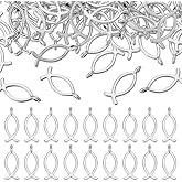 HOBBIESAY Jesus Fish for Christian Faith Jewelry Tibetan Style Charms Jesu Fishes Charms Fishes Charm Pendant for DIY Bracelet Necklace Jewelry Making Findings Jesus Fish Emblem Decal