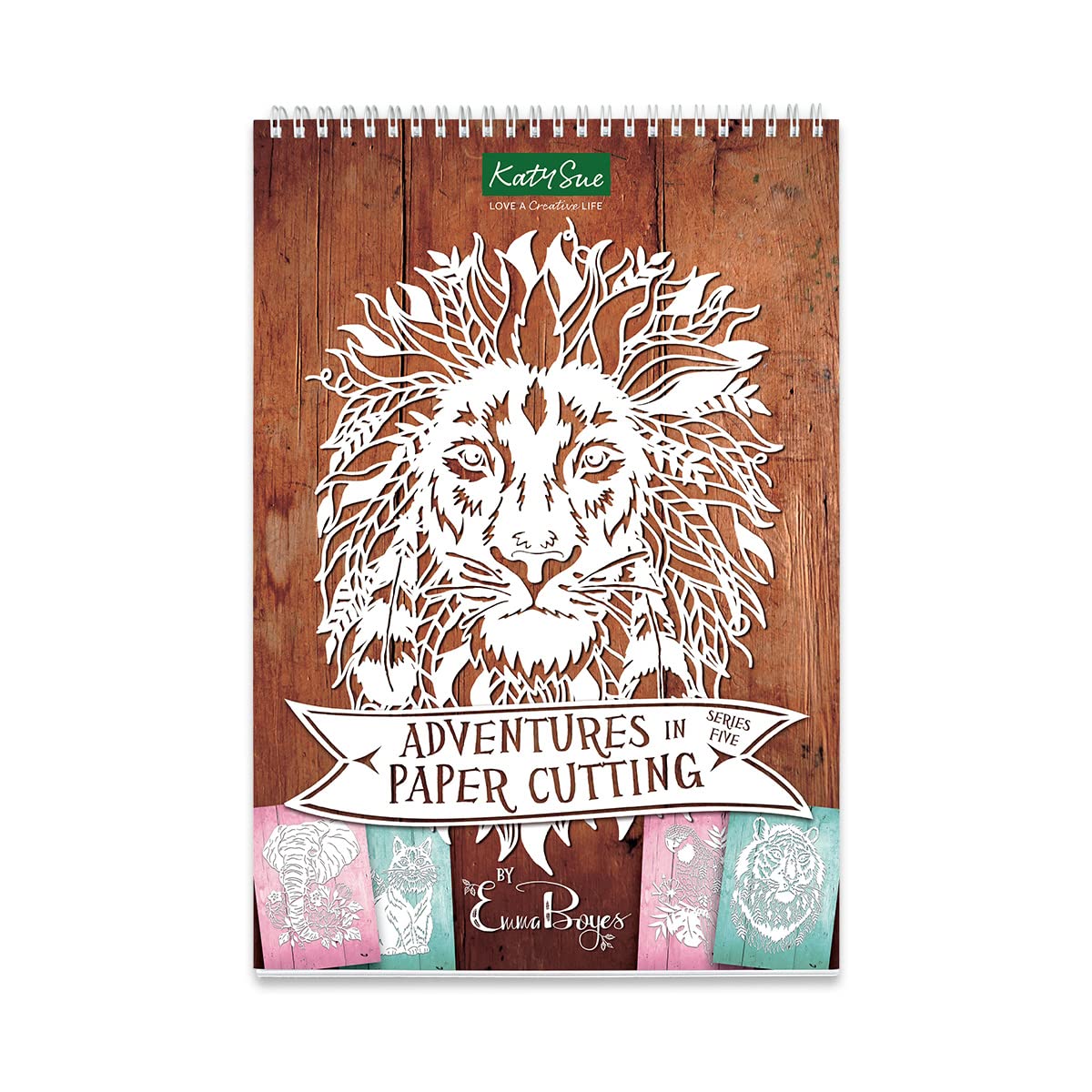 Katy Sue Adventures in Paper Cutting Template Pad, Series 5. 36 Pages of Animals, Insects & Birds Paper Cutting Templates. 12 Designs with 3 Copies of Each in an A4 Ring-Bound Pad. 170 GSM