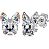 Yorkie Stud Earrings 925 Sterling Silver Terrier Dog Puppy Pet Earrings Yorkie Jewelry Gifts for Women