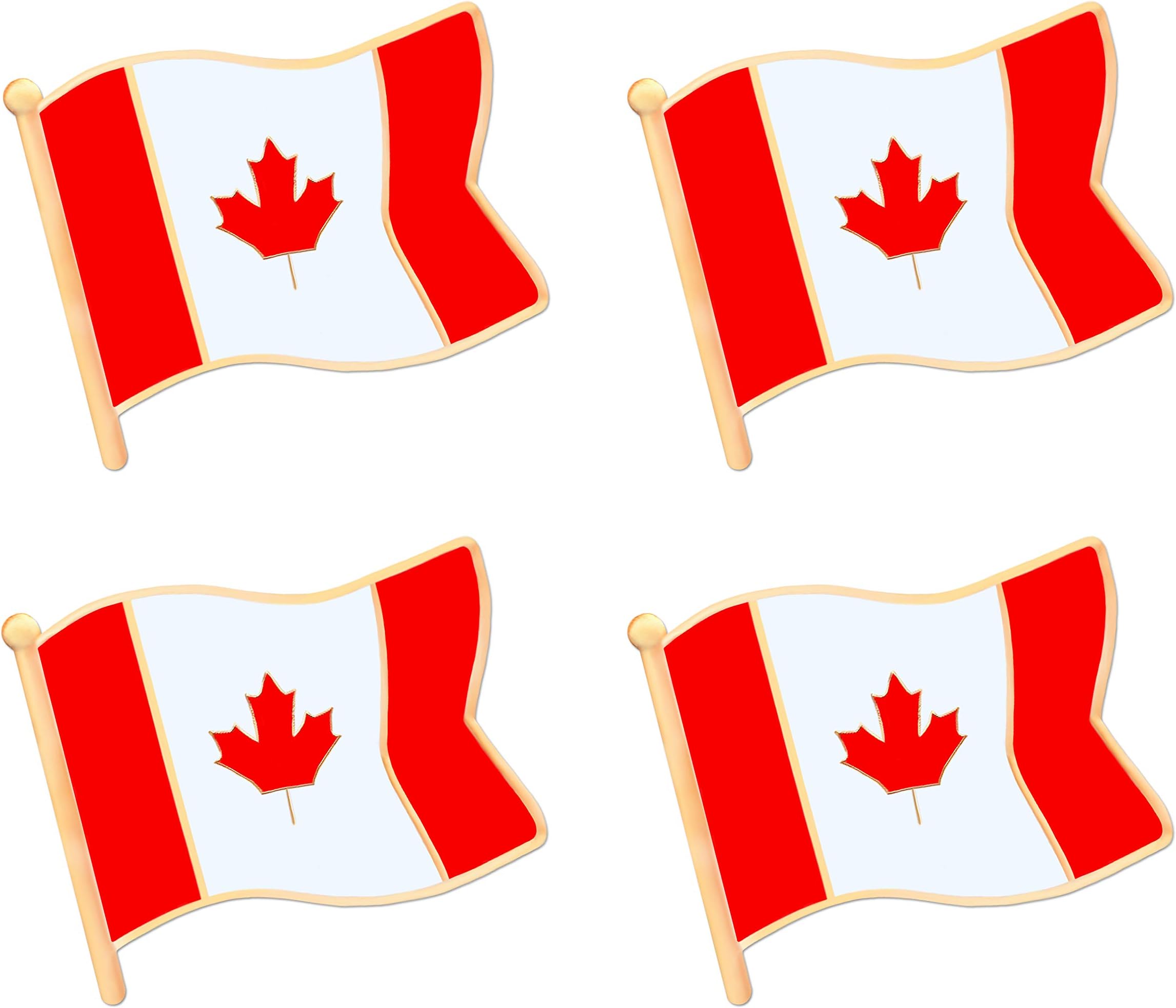 Canada Canadian Flag Lapel Pin Decorations (4 Pack), 1.05"x 0.9"