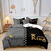 ZIRANSHU Lover Duvet Cover Set - Queen Size, Advanced Gray & Black Couple Bedding 3D Digital Printed Duvet Cover King and Queen Bedding Sets Valentine's Day Presents (1 Duvet Cover + 2 Pillowcase)