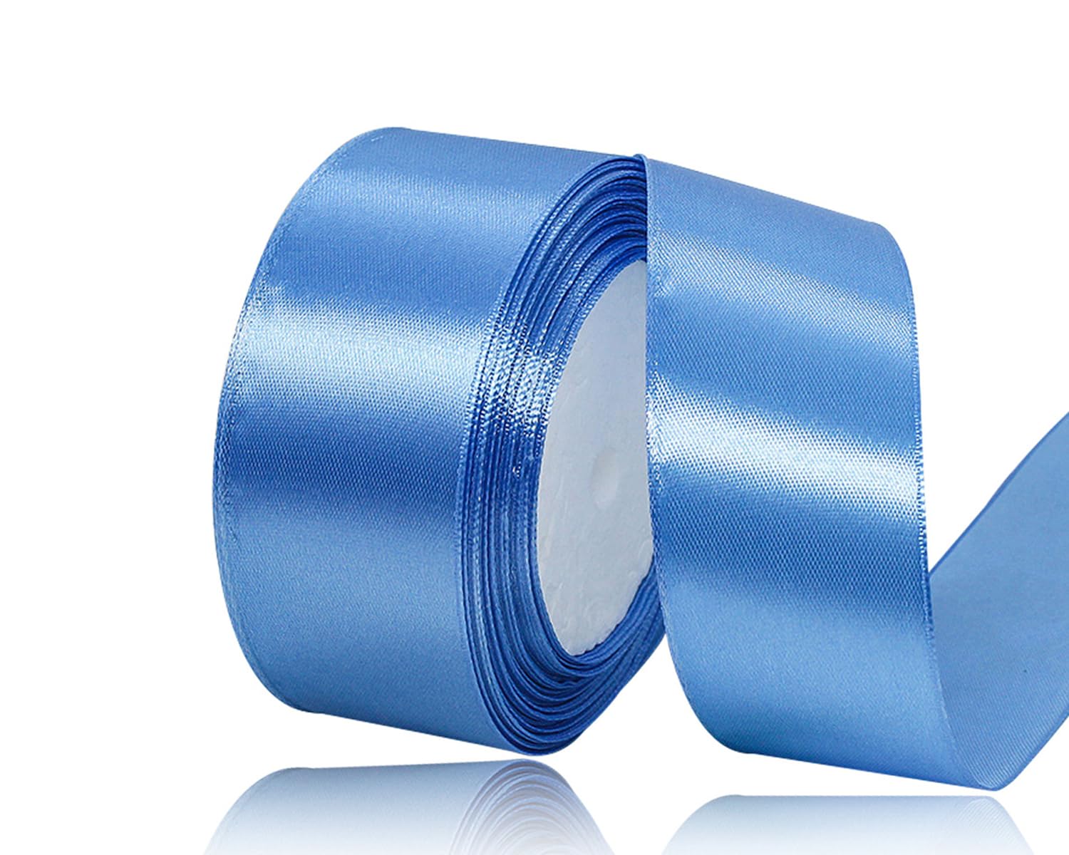 Lake Blue Satin Ribbon 40mm, 22 Meters Lake Blue Fabric Ribbons for Gift Wrapping, Crafting, Hair Bows, Sewing, Wreaths, Cakes, Wedding Party and Christmas Decoration — image 1