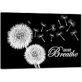 SKASNFAI Zen Wall Decor Motivation Dandelion Just Breathe Canvas Print Artwork Motivation Positive Wall Art for Inspirational Quotes Yoga Room (16L x 24W)