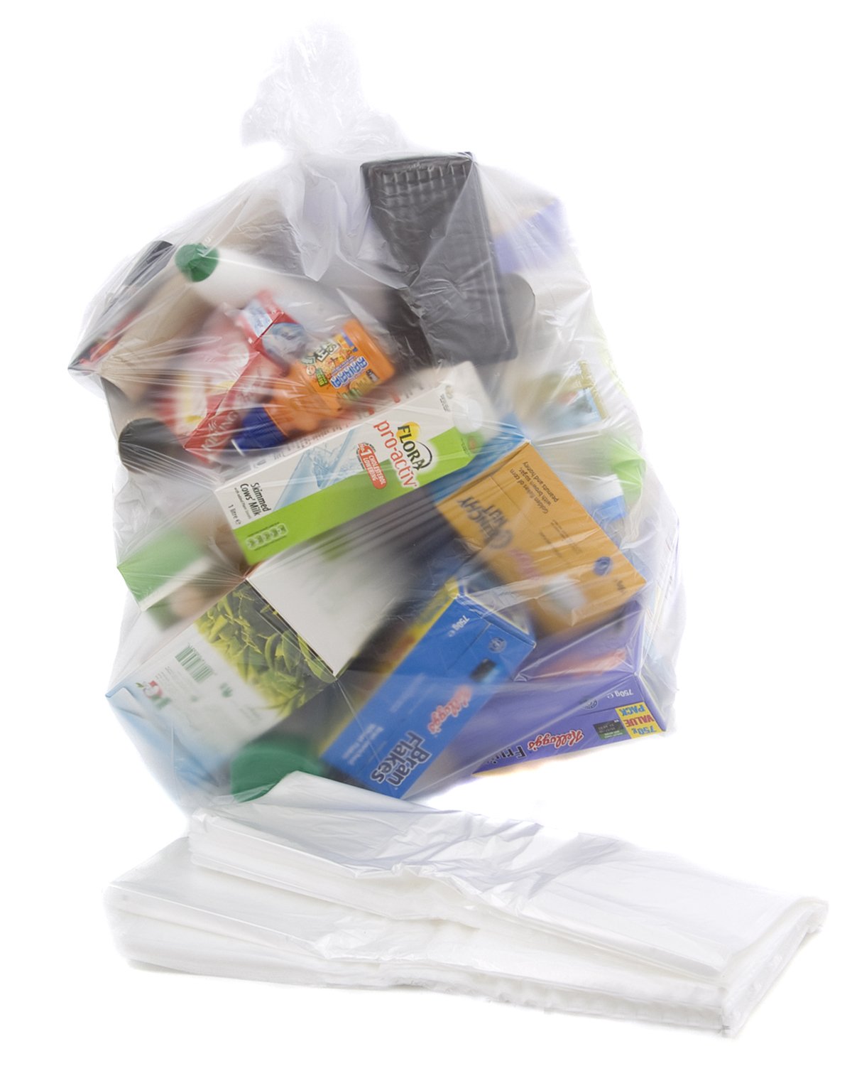 Bag It Plastics Clear Recycling Bags/Sacks/Refuse/Rubbish, 64 Gauge