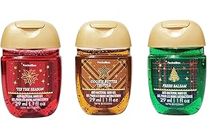 Bath & Body Works Holiday Collection Pocketbac Scented Hand Sanitizer Gel 1 fl oz Each (3-Pack, Tis The Season, Cookie Butter