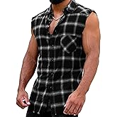 JG JENNY GHOO Sleeveless Flannel Shirt Men Casual Plaid Button Down Shirts Vest
