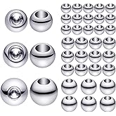 Canlierr 120 Pieces Memory Wire End Caps 3mm 4mm 5mm Stainless Steel Cord End Caps Half Drilled Beads for Earrings Necklace Bracelet Jewelry Making DIY Crafts(Silver)