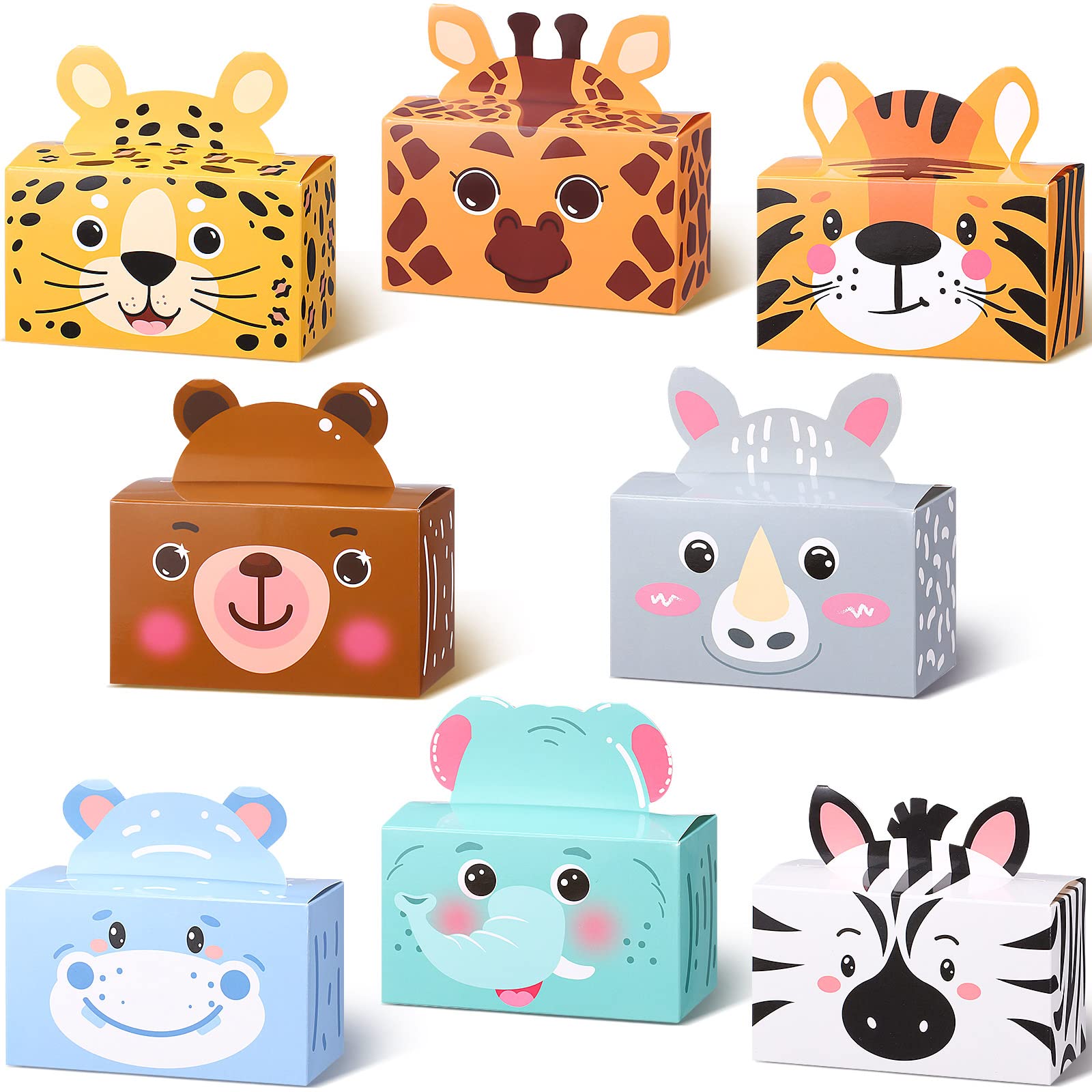 24 Pack Zoo Safari Animal Treat Box Jungle Party Favors Animal Goodie Boxes Cardboard Jungle Gift Boxes Wild Animal Candy Boxes for Jungle Themed Party Birthday Decoration 4.8 x 2.4 x 5.2 Inches
