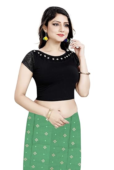 Sanmati Creation Present's Cotton Stretchable Readymade Blouse for Women(Black;XL)