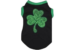 Petitebella Green Sequins Clover Puppy Dog Shirt (Black, X-Large)