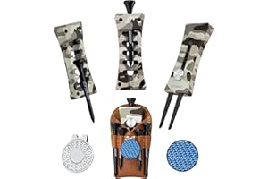 SANDIAN, All-in-1 Value Pak, Golf Tee Height Adjuster Setter, Divot Tool, Genuine Carbon Fiber T300 Made Pitchfork, Super Light, T800 Ball Marker, Hat Clip, Tees, Leather Holster