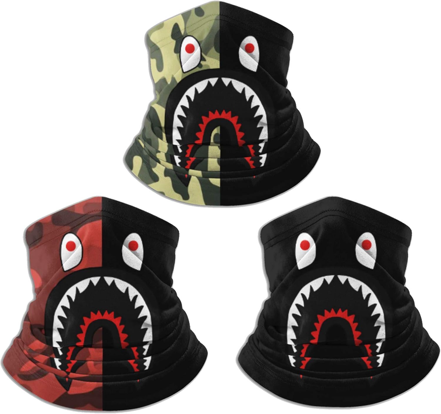 Fashion Shark Bandanas Face Mask Headwear Balaclava Face Cover Neck Gaiter for Outdoors, Sports
