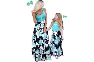 Qin.Orianna Mommy and Me Boho Floral Family Matching Maxi Dress with Pocket for Mother's Day…