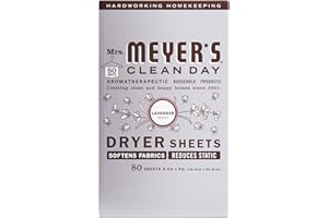 Mrs. Meyer's Clean Day Dryer Sheets, Fabric Softener, Reduces Static, Cruelty Free Formula Infused with Essential Oils, Laven