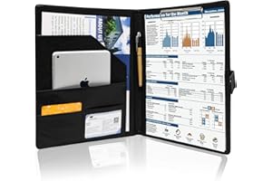 GraduatePro Leather Business Padfolio Notebook with Letter Size Clipboard, A4 Magnetic Portfolio Binder & Organizer Folder, I