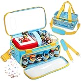 Sambois Carrying Case Compatible with Toniebox Starter Set with Audio Play Side, Portable Organizer Case for Tonies Figures Storage with Elastic Band& Clear Window for Character Display (Blue)