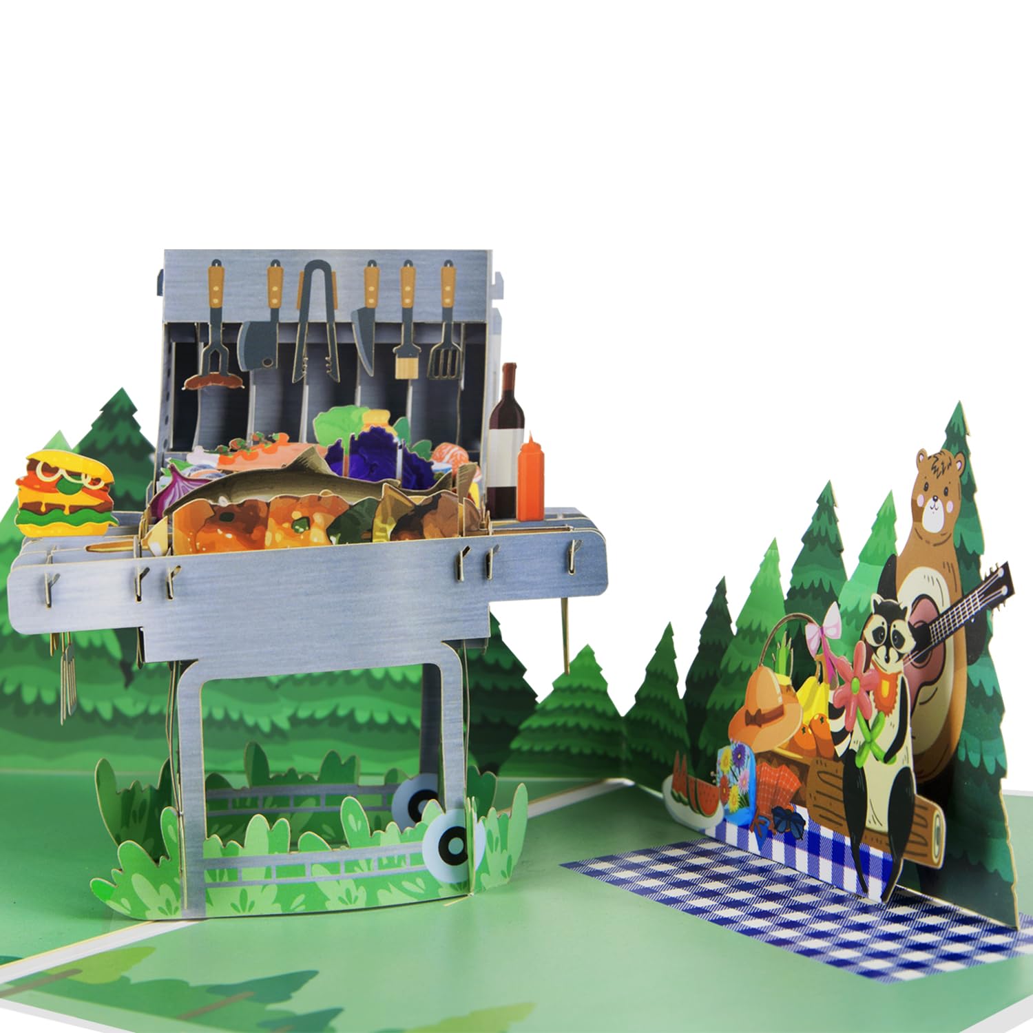 Magic Ants 3D Barbecue Pop-Up Card, Fun Grill Design with Burgers, Hot Dogs, and Picnic Scene, Perfect for Summer BBQs, Birthdays, Father’s Day, or Any Outdoor Cooking Enthusiast