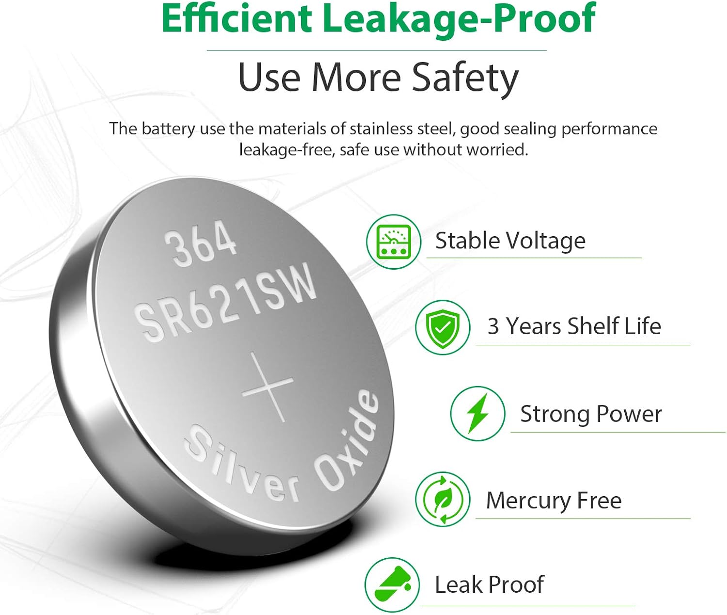 LiCB 10PCS SR621SW AG1 364 363 LR621 1.55V Button Cell Watch Batteries - Image 5