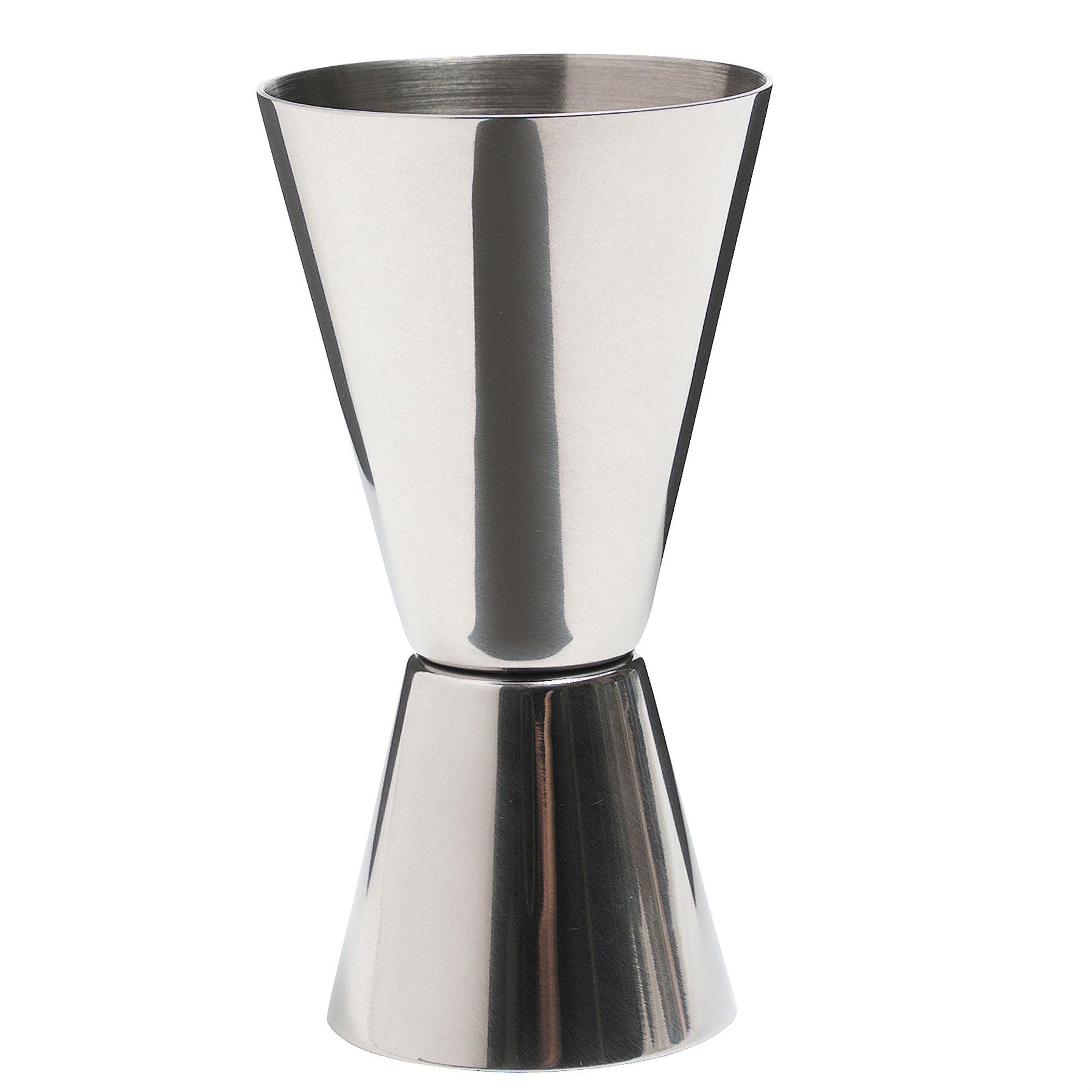 BarCraft Cocktail Jigger Dual Spirit Measure Cup, Stainless Steel, 25ml/50ml, Silver