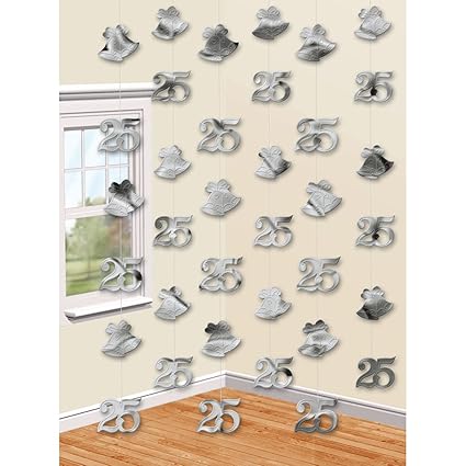 25th Wedding Anniversary Silver Wishes Hanging String