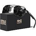 LUENX Aviator Sunglasses for Men Square Polarized Polygon Lens - UV 400 Protection with Accessories 61MM Driving Outdoor