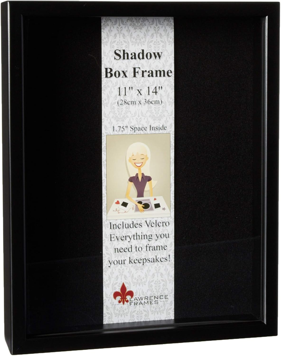 Lawrence Frames 790011 Black Wood Shadow Box Picture Frame, 11 by 14-Inch