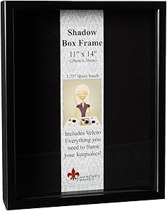 Lawrence Frames 790011 Black Wood Shadow Box Picture Frame, 11 by 14-Inch