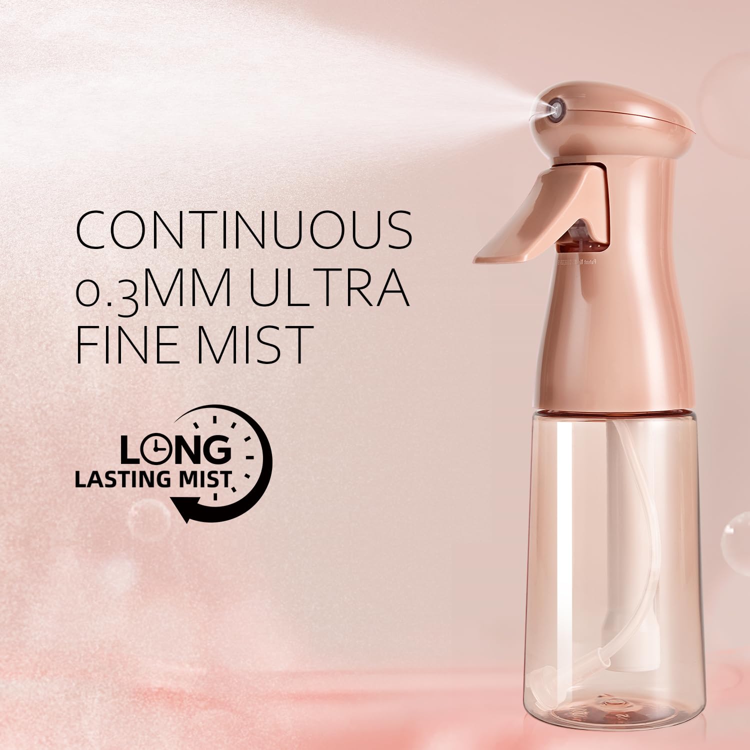 airbee Spray Bottle For Hair, Continuous Mister Sprayer, Ultra Fine Mist Empty Spraying Water Bottles for Hairstyling, Barbers, Salons, Essential Oil Scents, Cleaning, Plants (2 Pack, 6.8 OZ)