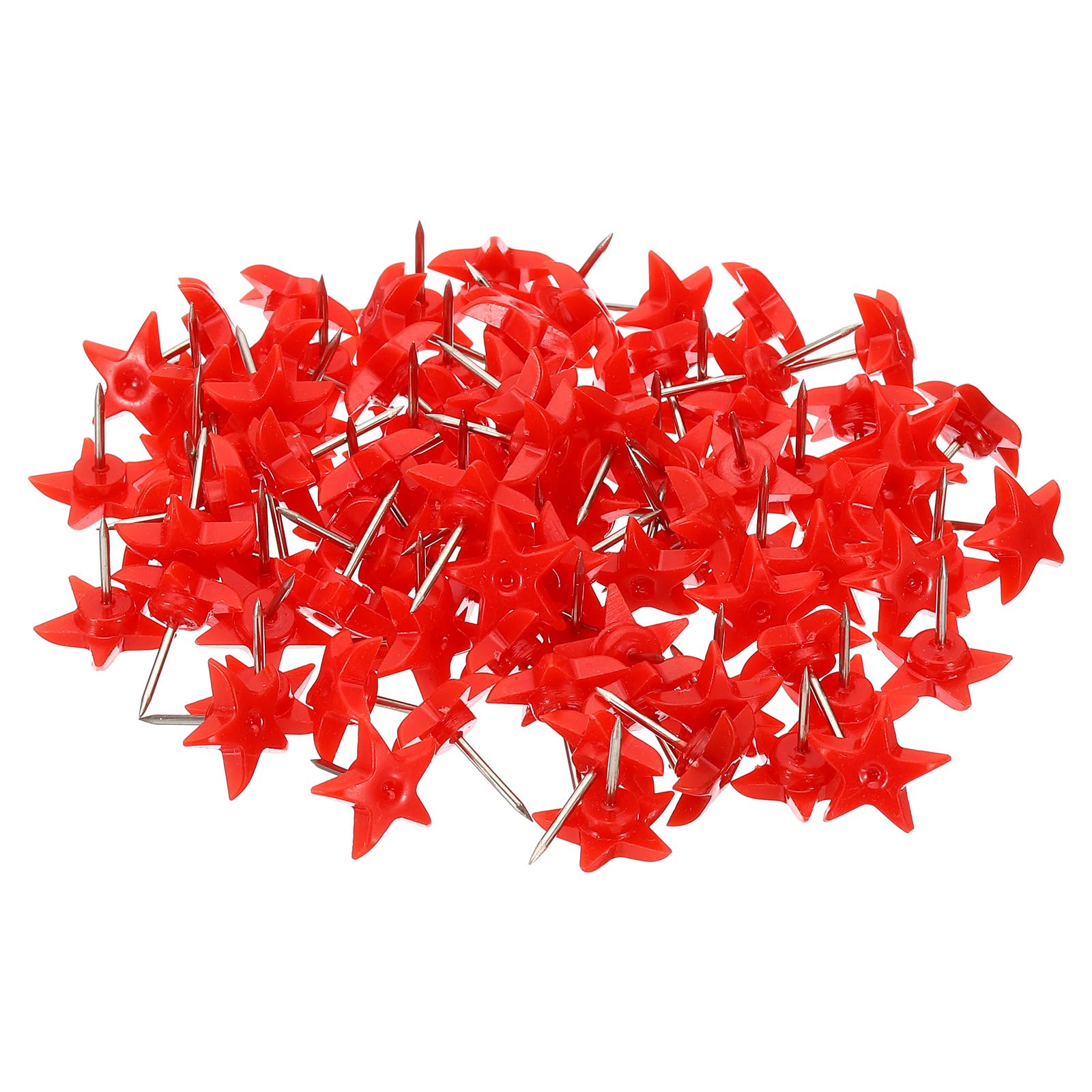 PATIKIL Star Shaped Push Pins 14x15mm, 100pcs Steel Point Plastic Star Head Decorative Thumbtacks Cork Boards Maps Picture Hanging for Home Office Use, Red
