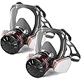 FFCAN Gas Masks Survival Nuclear and Chemical, Gas Mask with 40mm Activated Carbon Filter and 6001 Filter, Respirator Mask for Dust, Vapors, Chemicals, Paint, Spray, Welding, Polishing, 2 Pack