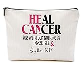 DHKG Breast Cancer Awareness Accessories Makeup Bag Get Well Gifts Cancer Comfort Items Cosmetic Bag Travel Toiletry Bag Christmas Christian Gifts Breast Cancer Gifts for Women Mom Grandma Friend