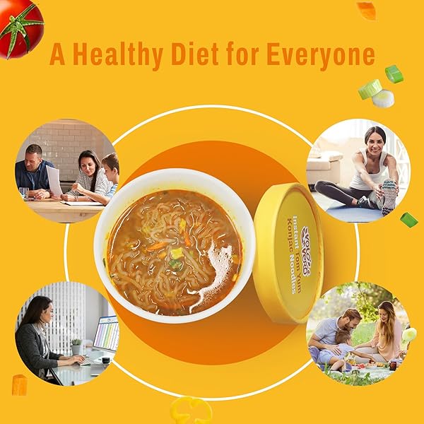 VOLO VERO KONJAC NOODLE INSTANT SOUP CUP TOM YUM FLAVOR, 6 PACKS, GLUTEN FREE, VEGAN, LOW CARB, LOW CALORIE, LOW SUGAR, KETO SHIRATAKI NOODLES ANGEL HAIR PASTA, HEALTHY DIET FOOD, HOLIDAY GIFTS