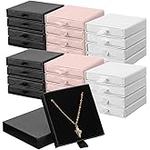 mekueeex 24 Pack Jewelry Gift Boxes Cardboard Jewelry Boxes 3.1 x 3.1 x 0.7 Inch Pull out Design Bulk Small Black Gift Box with Lids for Necklace Ring Bracelets Earring Display Box