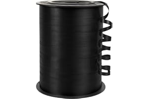 Quhora 500 Yards Black Curling Ribbon for Gift Wrapping, 1/5 inch Wide Balloon Ribbon String, Curl Decorating Florist Flower, Crafts, Wreaths, Halloween, Birthday Party, Wedding