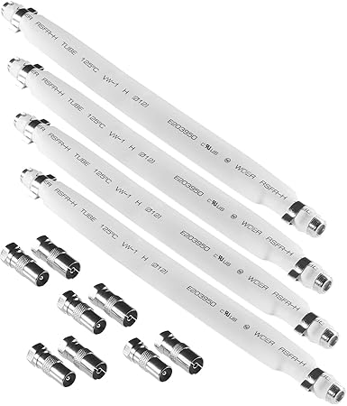 Poppstar 4X 21,5cm SAT Fensterdurchführung, Türdurchführung (flach 2 mm) für Koax Kabel Kupplung, 8X F-Stecker (4X auf Antenn