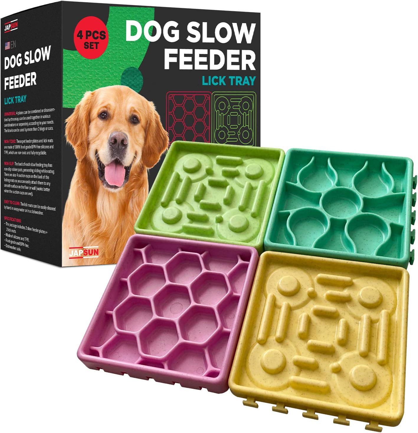Pet Supplies JAPSUN Slow Feeder Dog Bowl & Lick Mat for Dogs and Cats
