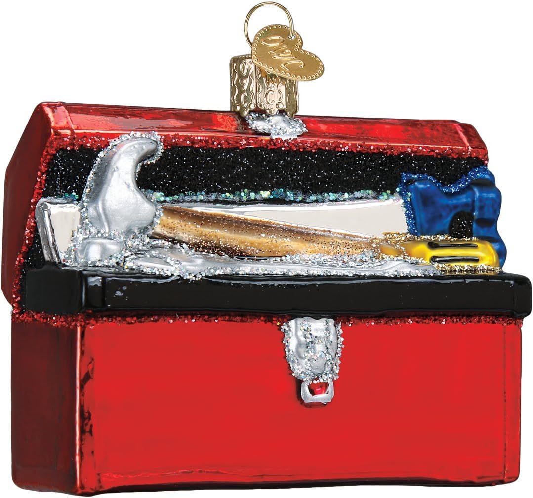 Ornaments - Old World Christmas Ornaments: Contractor Tools Glass Blown Ornaments for Christmas Tree, Toolbox, Multicolor