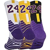 Pimaja Basketball Socks 3 Pairs, Athletic Socks with 3D Ankle Protection , Compression Cushion Sport Socks for Men &