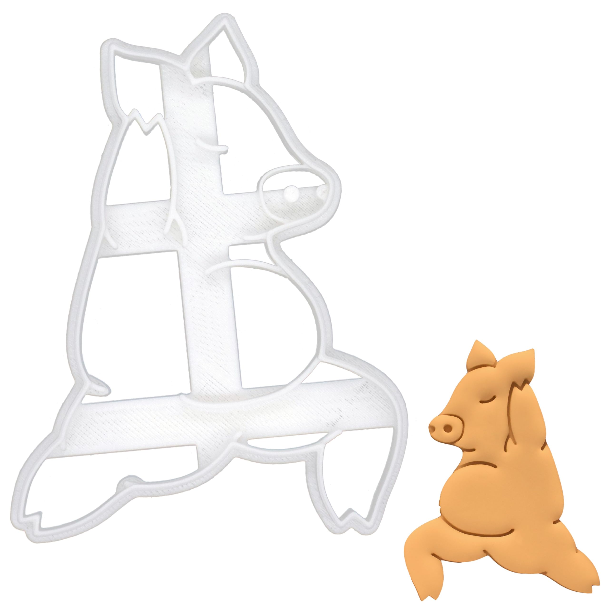 BAKERLOGY Yoga Pig Warrior Pose 1 Cookie Cutter - Detailed Biscuit Cutter Design for Baking and Crafts, Ideal on Fondant, Dough, Clay