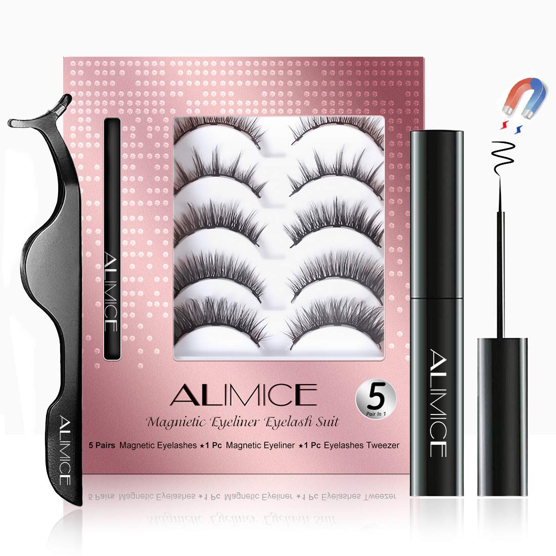 5 Pair Lashes with Eyeliner and Applicator Tool