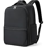 Hanke Expandable Travel Backpack 17 Inch, Full-Open Laptop Backpack Fits 15.6 Inch, Carry On Personal Item Bag with Luggage Strap, Business Work Backpack for Women Men, Black
