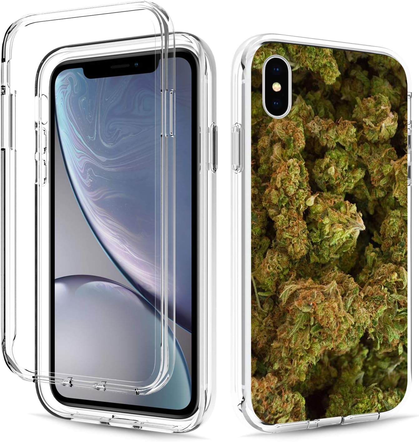 iPhone Xs Max Case, Rossy Full Body Shockproof Dual Layer High Impact Clear Protective Case Hard Plastic & Soft TPU Bumper Cover for Apple iPhone Xs Max 6.5 inch,Weed Nuggets